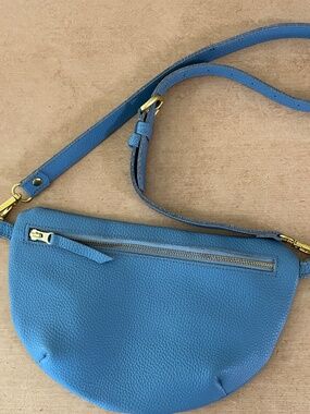 Abby Alley Sling Bag in Blue Leather Crossbody Single Strap